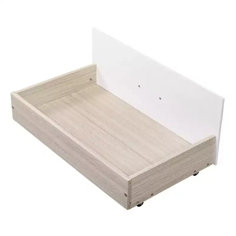 Lit moderne en bois Luxystar avec tête de lit haute, pied de lit, 2 tiroirs de rangement et lumières