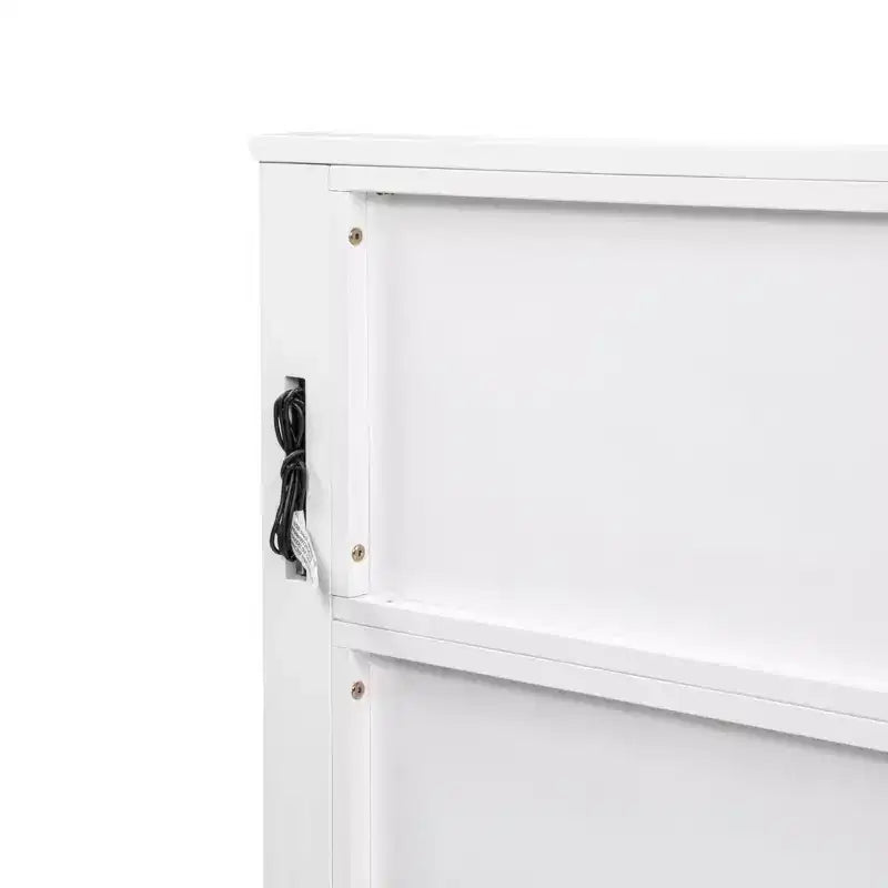 Lit moderne en bois Luxystar avec tête de lit haute, pied de lit, 2 tiroirs de rangement et lumières