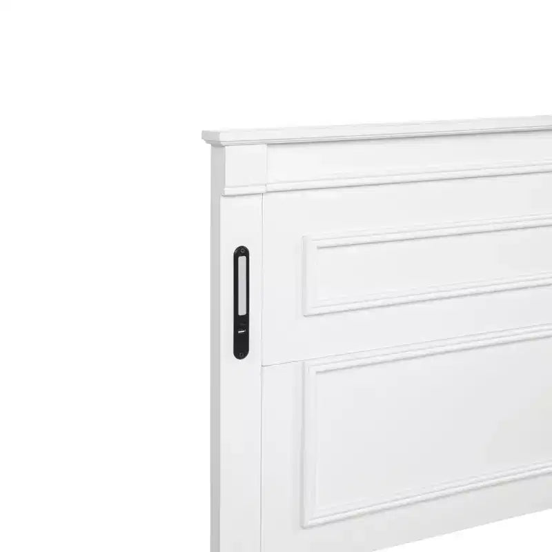Lit moderne en bois Luxystar avec tête de lit haute, pied de lit, 2 tiroirs de rangement et lumières