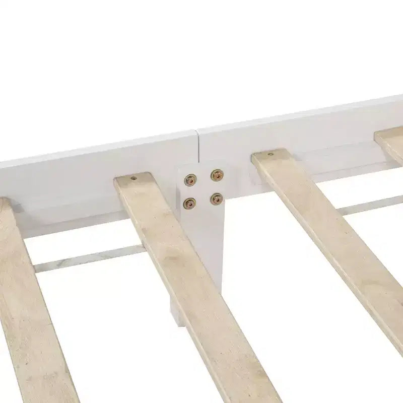 Lit moderne en bois Luxystar avec tête de lit haute, pied de lit, 2 tiroirs de rangement et lumières