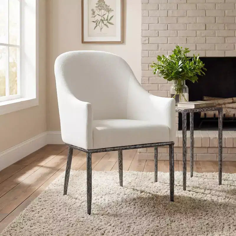 Christopher Knight Home Ekasit - Fauteuil d'appoint moderne en fer rembourré avec pieds en métal forgé couleur étain