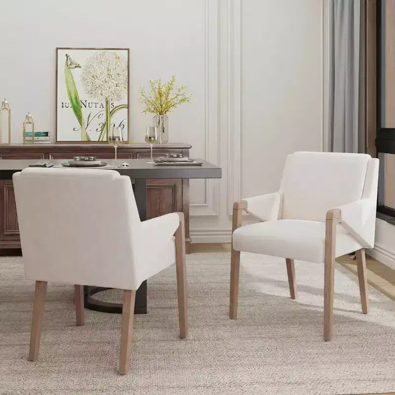 Christopher Knight Home Chaises de salle à manger modernes Nattapong en bois d'hévéa et lin (lot de 2)