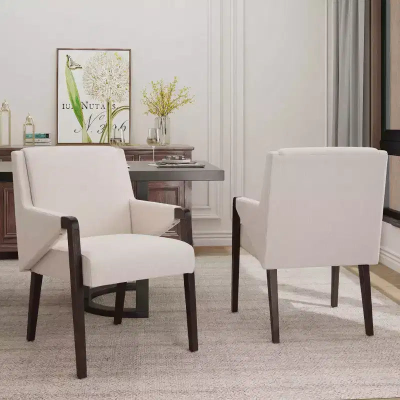 Christopher Knight Home Chaises de salle à manger modernes Nattapong en bois d'hévéa et lin (lot de 2)