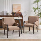 Christopher Knight Home Chaises de salle à manger modernes Nattapong en bois d'hévéa et lin (lot de 2)