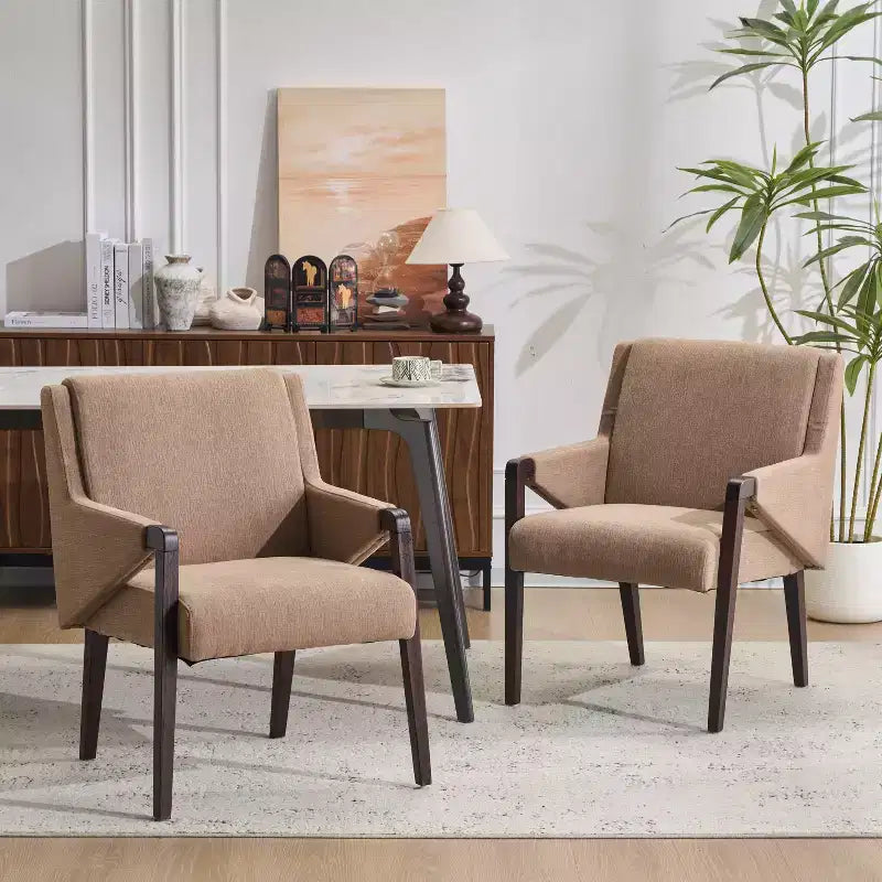 Christopher Knight Home Chaises de salle à manger modernes Nattapong en bois d'hévéa et lin (lot de 2)