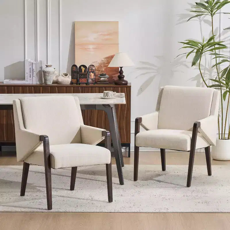 Christopher Knight Home Chaises de salle à manger modernes Nattapong en bois d'hévéa et lin (lot de 2)