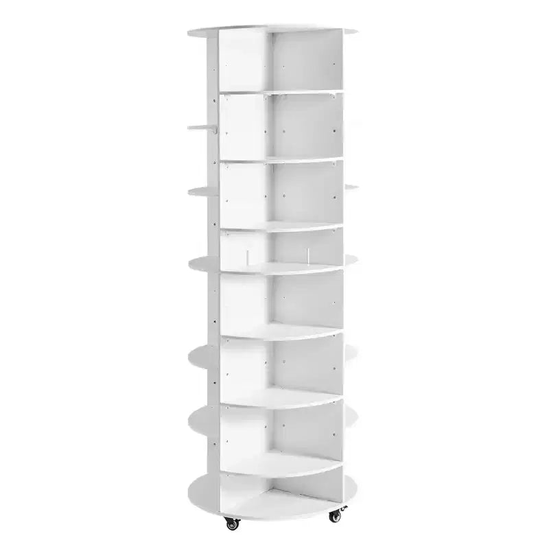 VEVOR 7 Tier Rotating Shoe Rack Tower with Adjustable Shelves, Movable 360 Spinning Carousel Display with Wheels, Lazy Susan Organizer Closet,White