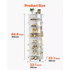 VEVOR Tour de rangement à chaussures rotative à 7 niveaux avec étagères réglables, présentoir carrousel rotatif à 360° avec roues, organisateur de placard Lazy Susan, blanc