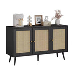 Meuble Buffet en Rotin, Meuble de Rangement avec Étagères Réglables, Commodes, Meuble à Café pour Salon, Entrée, Cuisine, Salle à Manger