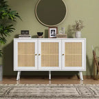 Meuble Buffet en Rotin, Meuble de Rangement avec Étagères Réglables, Commodes, Meuble à Café pour Salon, Entrée, Cuisine, Salle à Manger