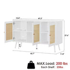 Meuble Buffet en Rotin, Meuble de Rangement avec Étagères Réglables, Commodes, Meuble à Café pour Salon, Entrée, Cuisine, Salle à Manger