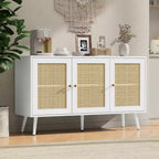 Meuble Buffet en Rotin, Meuble de Rangement avec Étagères Réglables, Commodes, Meuble à Café pour Salon, Entrée, Cuisine, Salle à Manger