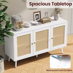 Meuble Buffet en Rotin, Meuble de Rangement avec Étagères Réglables, Commodes, Meuble à Café pour Salon, Entrée, Cuisine, Salle à Manger