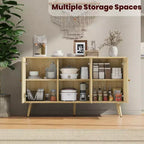 Meuble Buffet en Rotin, Meuble de Rangement avec Étagères Réglables, Commodes, Meuble à Café pour Salon, Entrée, Cuisine, Salle à Manger