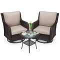 Swivel Wicker Glider Patio Chairs, 360-Degree Swivel Rocking Chair, 4 Thick Cushions and Coffee Table, for Porch, Balcony