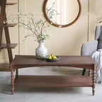 Table basse rustique en bois GDFStudio Ottilia avec pieds en spirale tournés et étagère inférieure