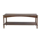Table basse rustique en bois GDFStudio Ottilia avec pieds en spirale tournés et étagère inférieure