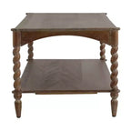 Table basse rustique en bois GDFStudio Ottilia avec pieds en spirale tournés et étagère inférieure