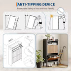Meuble de rangement pour chaussures cannelé avec 2 tiroirs basculants – Organisateur de chaussures dissimulé étroit et autoportant avec pieds pour entrée, couloir, salon, chambre à coucher