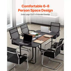 Table de conférence VEVOR, table de réunion de bureau ovale de 1,8 m pour 6-8 personnes, bureau de séminaire moderne avec pieds en métal, grande table de réunion, noir et marron