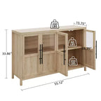 Buffet vaisselier 55 po avec 4 portes vitrées – Meuble de bar à vin pour cuisine, salle à manger, salon