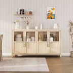 Buffet vaisselier 55 po avec 4 portes vitrées – Meuble de bar à vin pour cuisine, salle à manger, salon