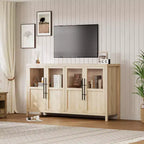 Buffet vaisselier 55 po avec 4 portes vitrées – Meuble de bar à vin pour cuisine, salle à manger, salon