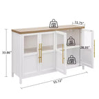 Buffet vaisselier 55 po avec 4 portes vitrées – Meuble de bar à vin pour cuisine, salle à manger, salon