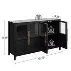 Buffet vaisselier 55 po avec 4 portes vitrées – Meuble de bar à vin pour cuisine, salle à manger, salon