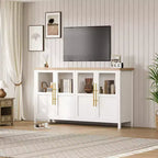 Buffet vaisselier 55 po avec 4 portes vitrées – Meuble de bar à vin pour cuisine, salle à manger, salon