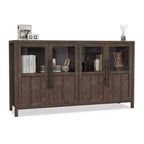 Buffet vaisselier 55 po avec 4 portes vitrées – Meuble de bar à vin pour cuisine, salle à manger, salon