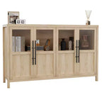 Buffet vaisselier 55 po avec 4 portes vitrées – Meuble de bar à vin pour cuisine, salle à manger, salon