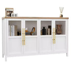 Buffet vaisselier 55 po avec 4 portes vitrées – Meuble de bar à vin pour cuisine, salle à manger, salon