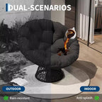 Fauteuil à bascule de patio surdimensionné, rotin tressé à la main, fauteuil en osier ergonomique, cadre en acier robuste, base pivotante à 360°, pour salon, chambre à coucher