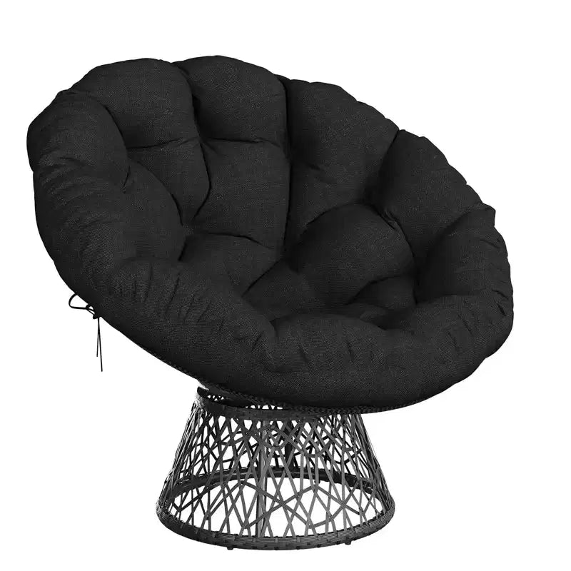 Fauteuil à bascule de patio surdimensionné, rotin tressé à la main, fauteuil en osier ergonomique, cadre en acier robuste, base pivotante à 360°, pour salon, chambre à coucher