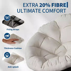 Fauteuil à bascule de patio surdimensionné, rotin tressé à la main, fauteuil en osier ergonomique, cadre en acier robuste, base pivotante à 360°, pour salon, chambre à coucher