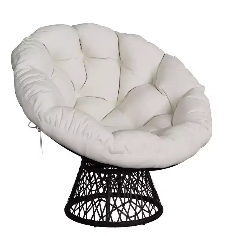 Fauteuil à bascule de patio surdimensionné, rotin tressé à la main, fauteuil en osier ergonomique, cadre en acier robuste, base pivotante à 360°, pour salon, chambre à coucher