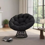 Fauteuil à bascule de patio surdimensionné, rotin tressé à la main, fauteuil en osier ergonomique, cadre en acier robuste, base pivotante à 360°, pour salon, chambre à coucher