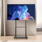 Meuble TV roulant VEVOR, Chariot TV mobile pour écrans de 32 à 75 pouces, Support de moniteur portable réglable en hauteur avec plateau, Supporte jusqu'à 68 kg, Noir