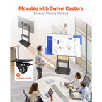 Meuble TV roulant VEVOR, Chariot TV mobile pour écrans de 32 à 75 pouces, Support de moniteur portable réglable en hauteur avec plateau, Supporte jusqu'à 68 kg, Noir