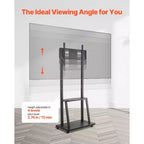 Meuble TV roulant VEVOR, Chariot TV mobile pour écrans de 32 à 75 pouces, Support de moniteur portable réglable en hauteur avec plateau, Supporte jusqu'à 68 kg, Noir