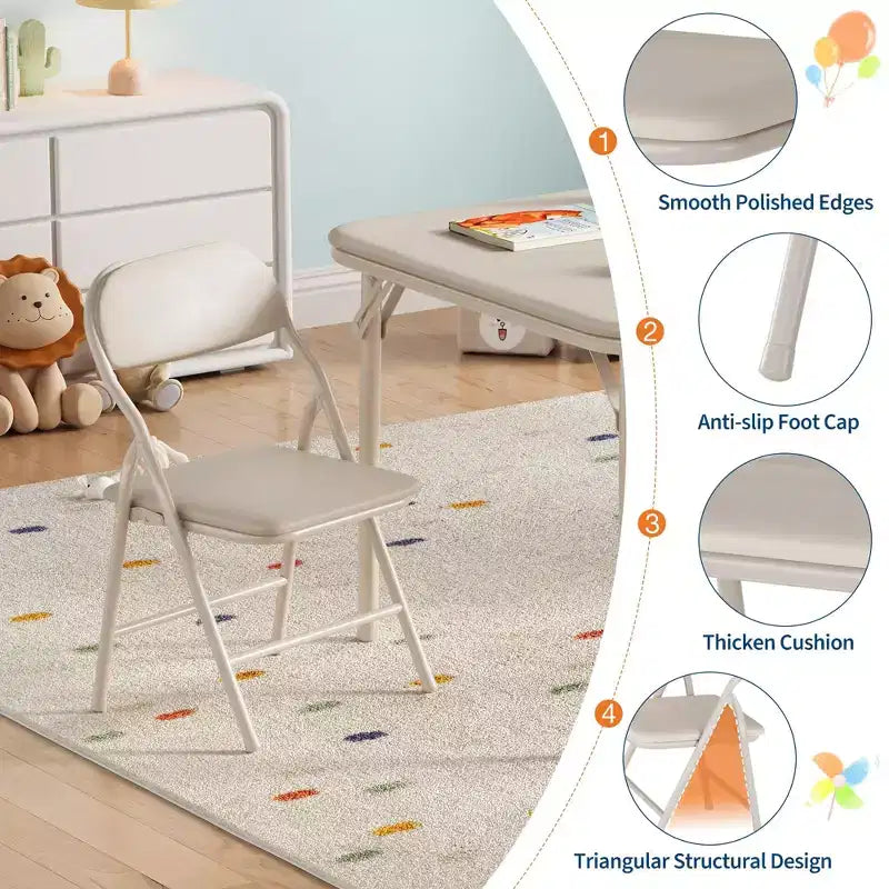 Coolmee Ensemble table et 4 chaises pliantes pour enfants, Ensemble table et chaises d'activités pour tout-petits, pour salle à manger, garderie, salles de classe