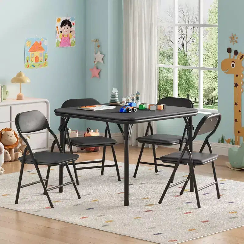 Coolmee Ensemble table et 4 chaises pliantes pour enfants, Ensemble table et chaises d'activités pour tout-petits, pour salle à manger, garderie, salles de classe