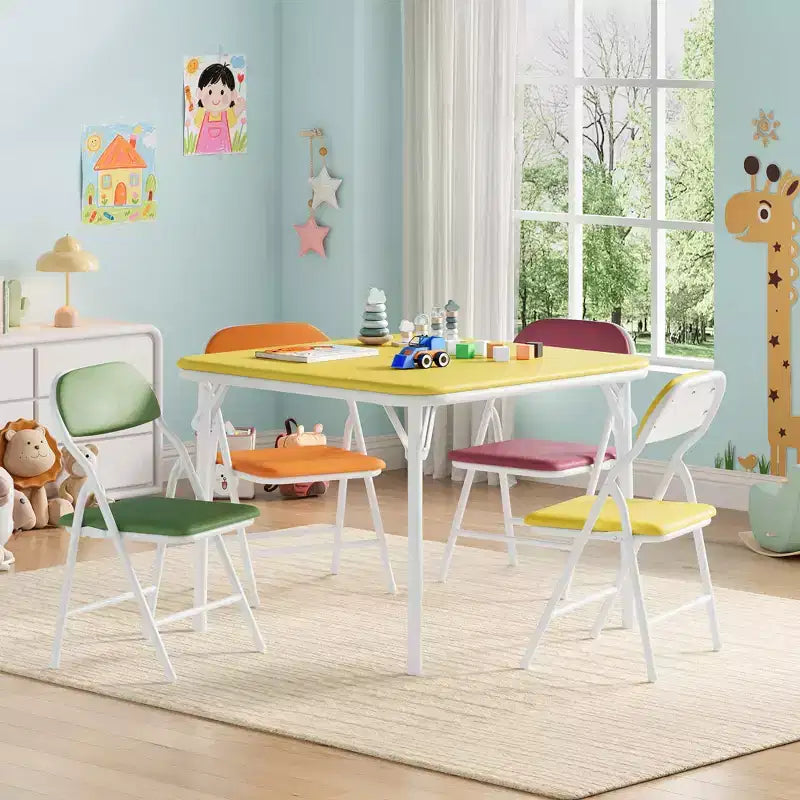 Coolmee Ensemble table et 4 chaises pliantes pour enfants, Ensemble table et chaises d'activités pour tout-petits, pour salle à manger, garderie, salles de classe
