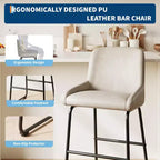 Tabourets de bar lot de 3, tabourets de bar hauteur comptoir 61 cm avec dossier, chaises de bar modernes rembourrées en cuir PU