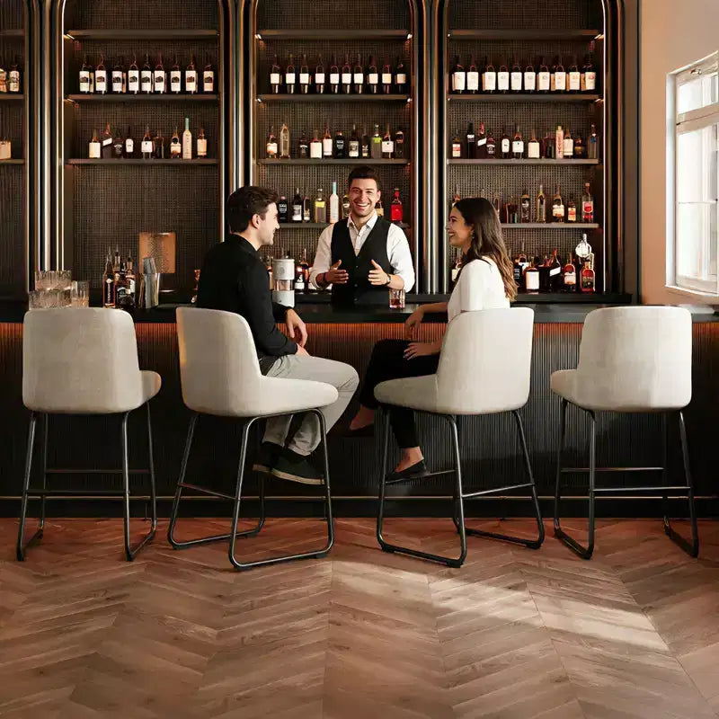 Tabourets de bar lot de 3, tabourets de bar hauteur comptoir 61 cm avec dossier, chaises de bar modernes rembourrées en cuir PU