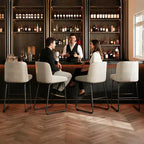 Tabourets de bar lot de 3, tabourets de bar hauteur comptoir 61 cm avec dossier, chaises de bar modernes rembourrées en cuir PU