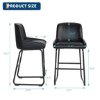 Tabourets de bar lot de 3, tabourets de bar hauteur comptoir 61 cm avec dossier, chaises de bar modernes rembourrées en cuir PU