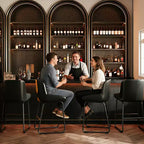 Tabourets de bar lot de 3, tabourets de bar hauteur comptoir 61 cm avec dossier, chaises de bar modernes rembourrées en cuir PU