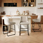 Tabourets de bar lot de 3, tabourets de bar hauteur comptoir 61 cm avec dossier, chaises de bar modernes rembourrées en cuir PU
